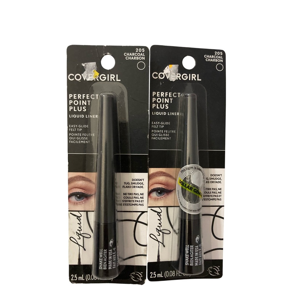 2 Pack Covergirl Perfect Point Plus Liquid Liner 205 Charcoal Charbon 2.5ml Each